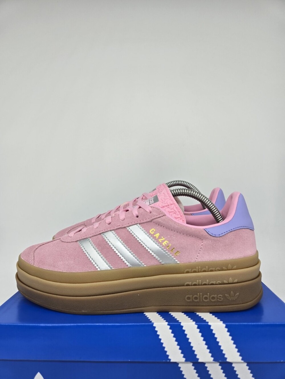 adidas Gazelle Bold JH5539 True Pink Silver Purple Shoes Women's Size 6.5